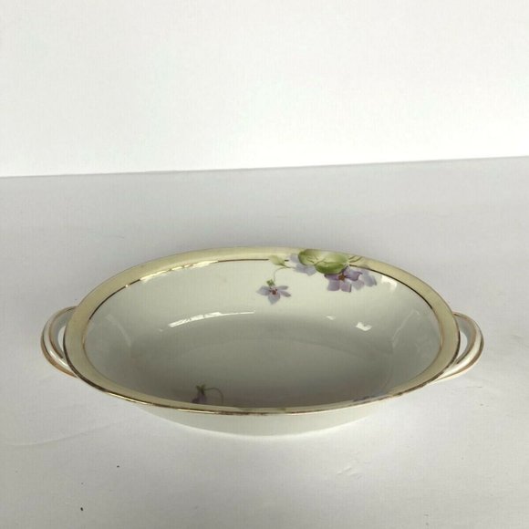 Antique 1890-1921 Rising Sun Hand Painted Nippon Violet Gold Rim Handled Dish - Picture 2 of 8